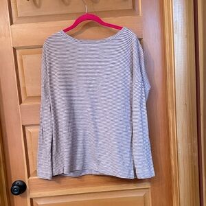 J. Jill pink and olive Striped Long Sleeve Tee